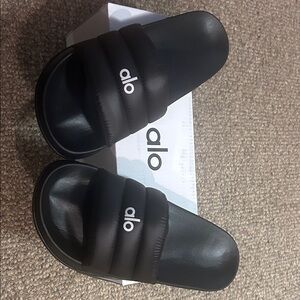 Alo- down slides size 8 black.  Brand new in box